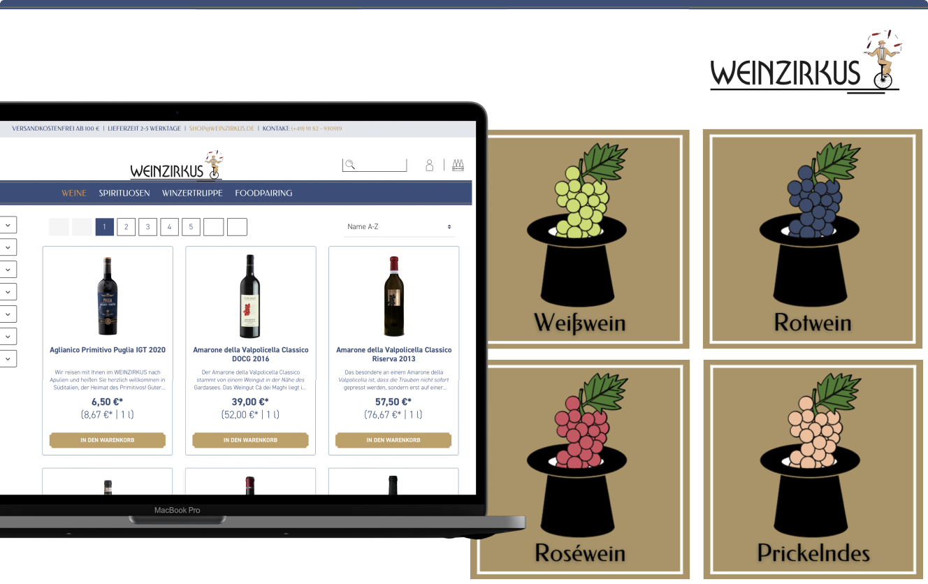 Weinzirkus | Shopware 6 Design & Page Optimization | IT Delight